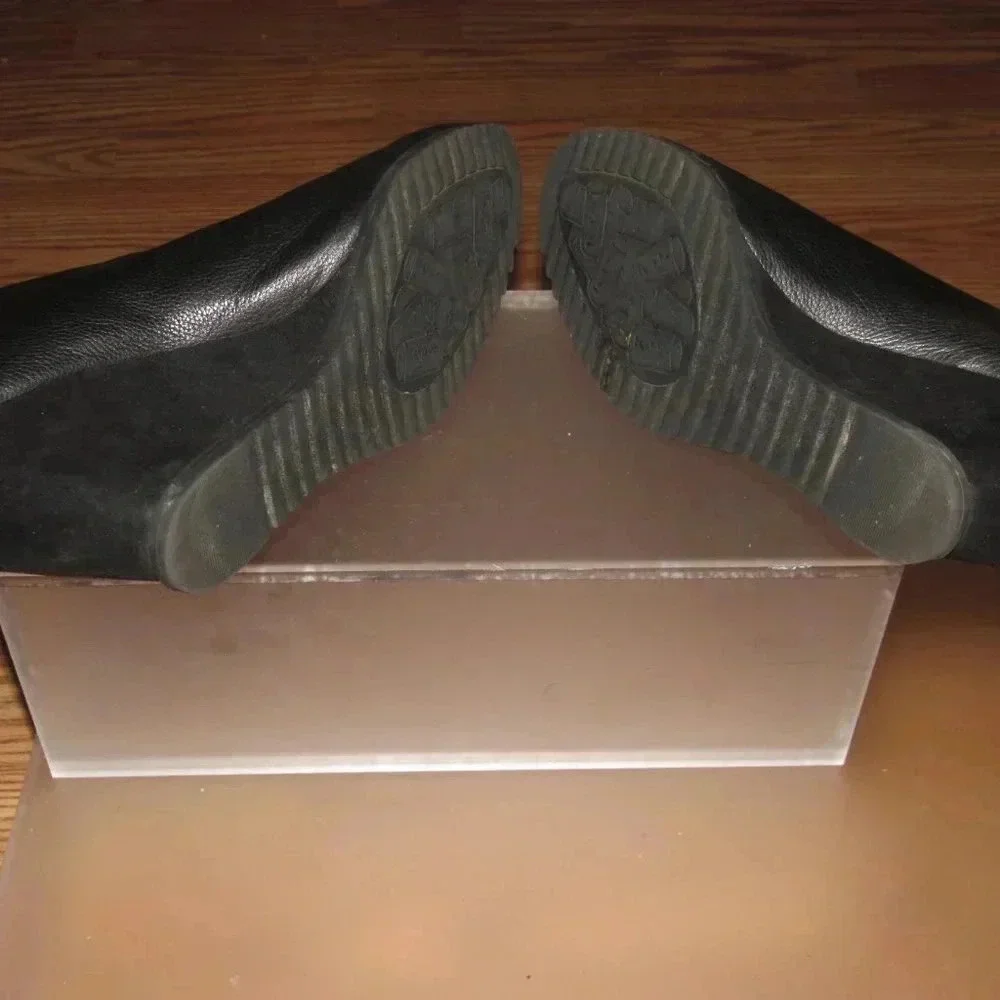 KORKS Haldor Wedge Platform Ankle Black Leather Booties Size 9.5M
